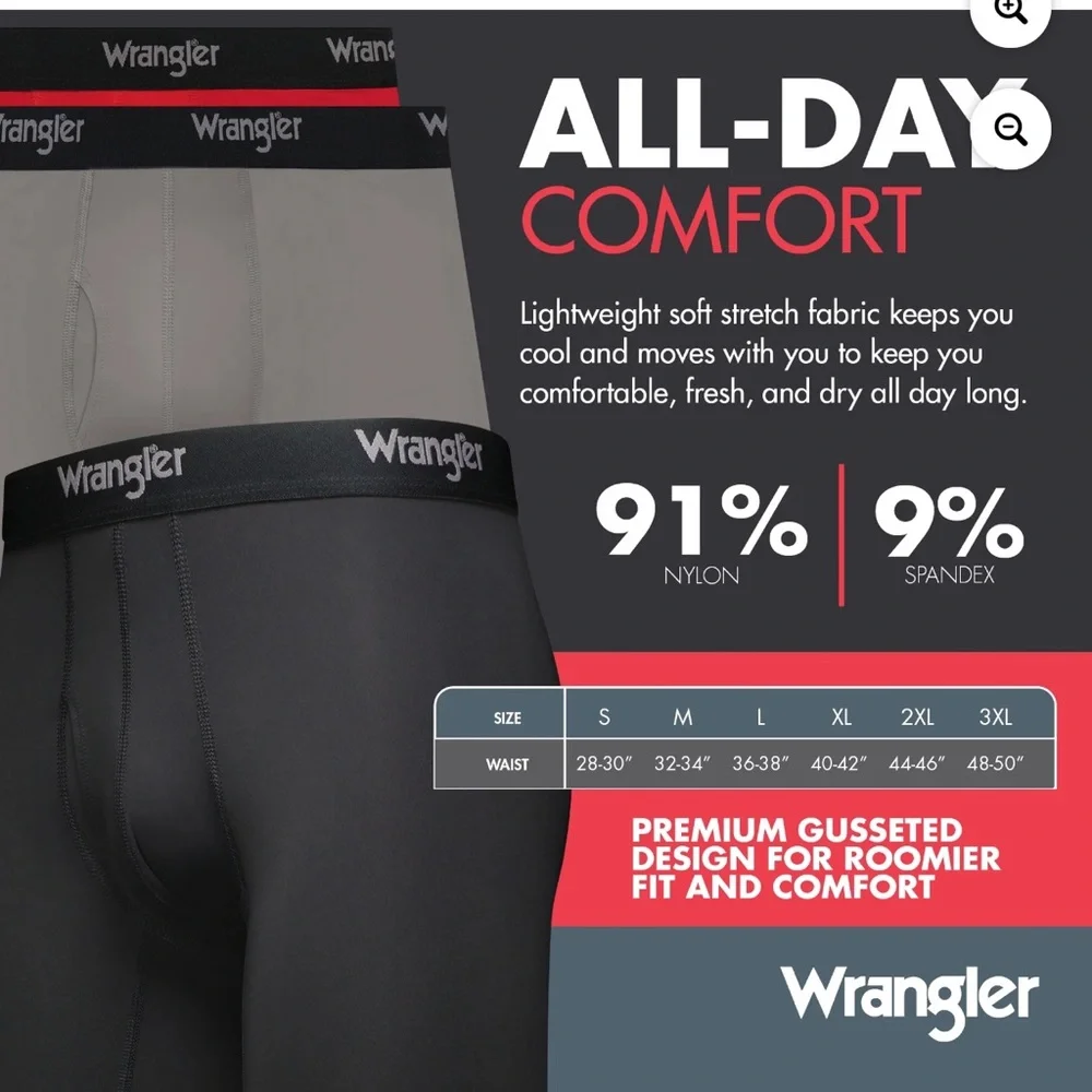 Wrangler Men's Cooling Boxer Briefs - Red, Gray, and Black set (3) size M